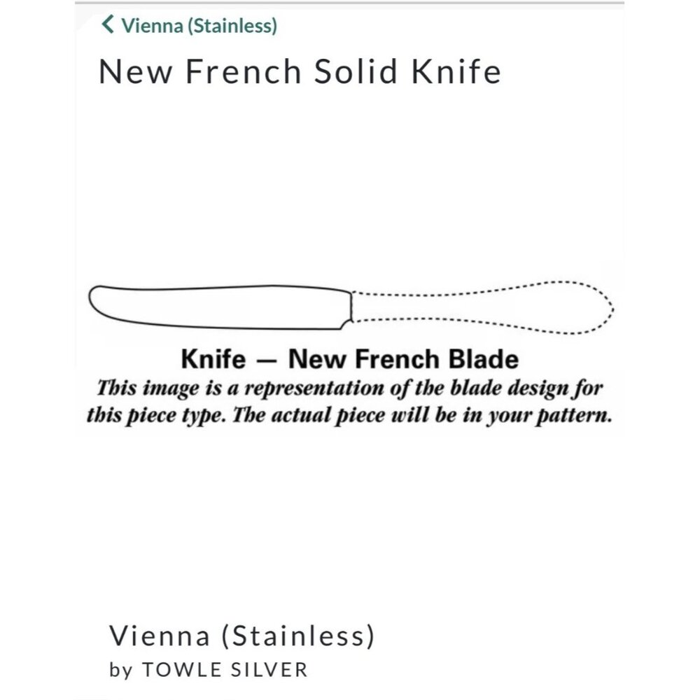 Set Of 8 Towle Vienna Stainless Steel New French Solid Knives